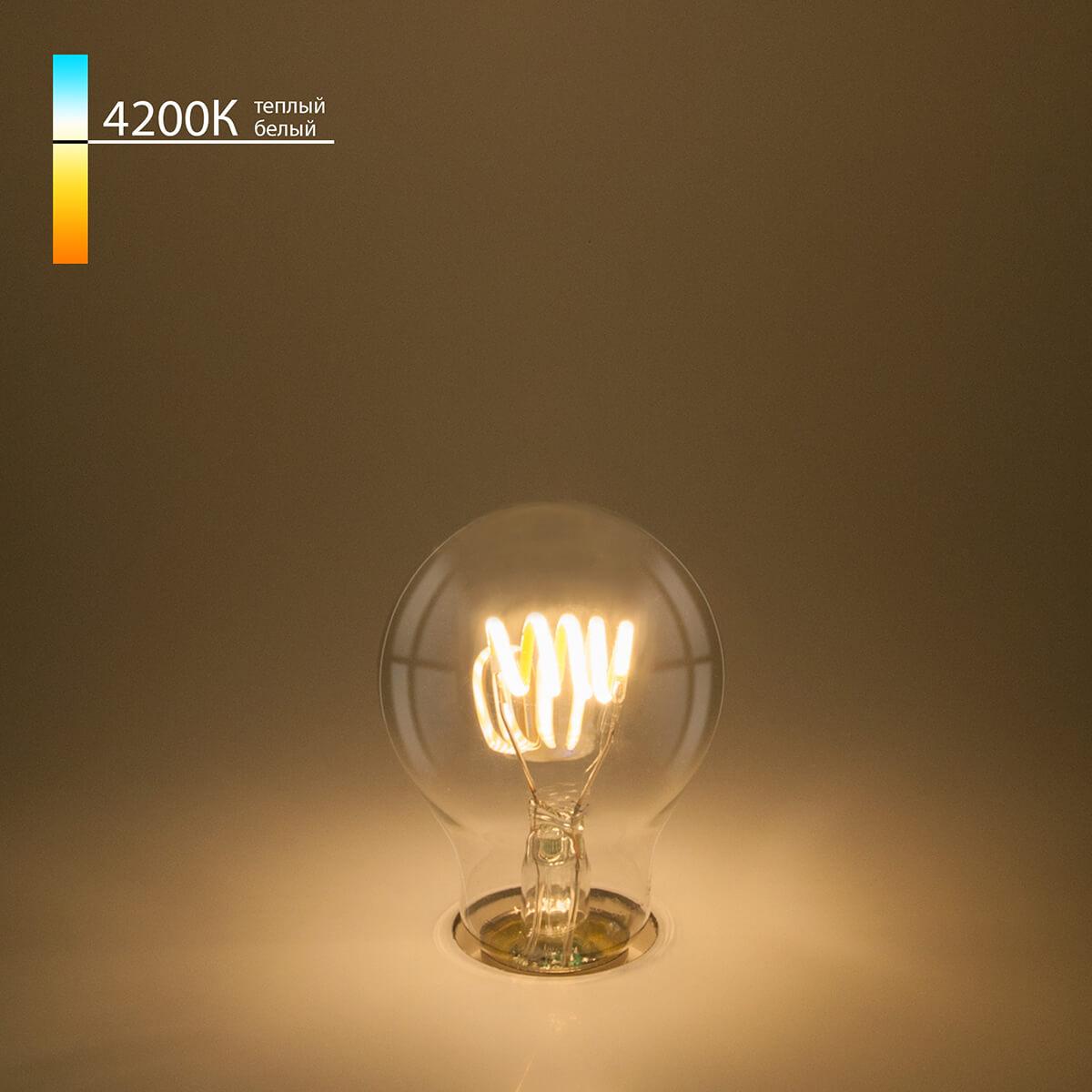 лампа светодиодная филаментная elektrostandard e27 6w 4200k прозрачная a048303