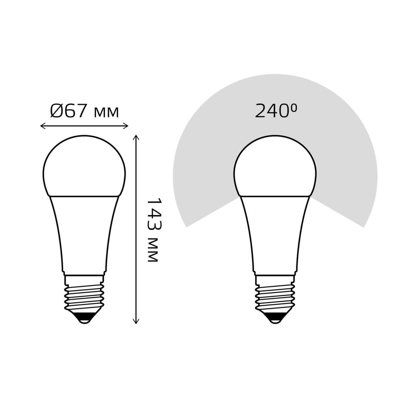 лампа светодиодная gauss e27 25w 3000k матовая 73215