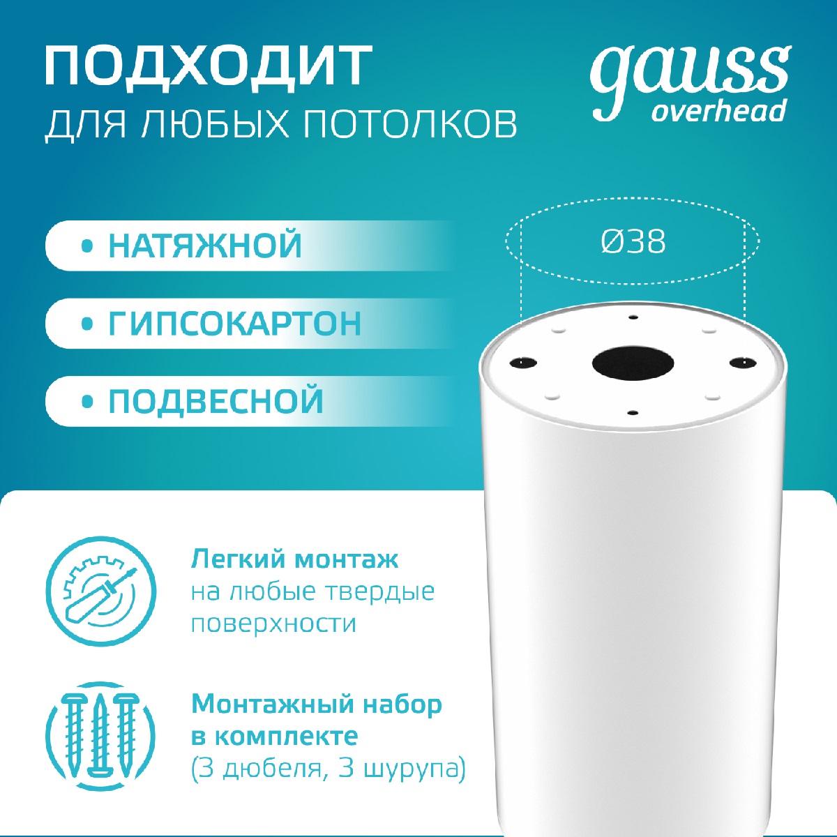 накладной светильник gauss basic hd060