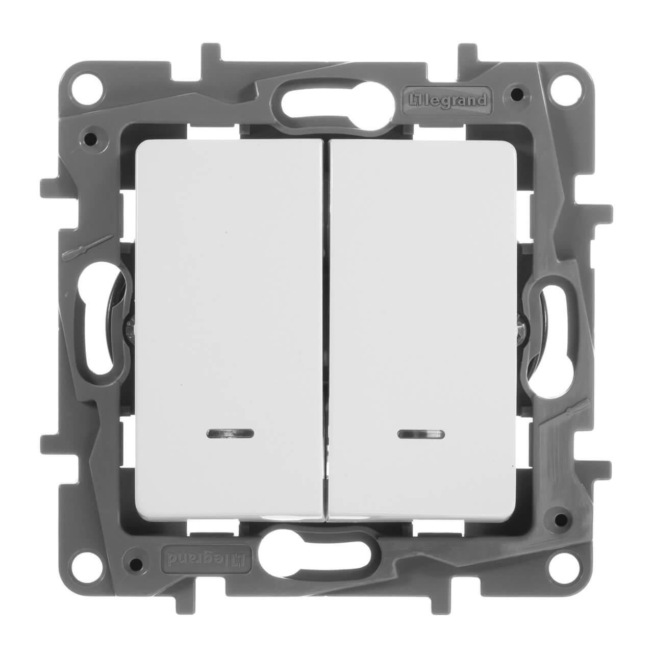 переключатель двухклавишный legrand etika с подсветкой 10a 250v антрацит 672616