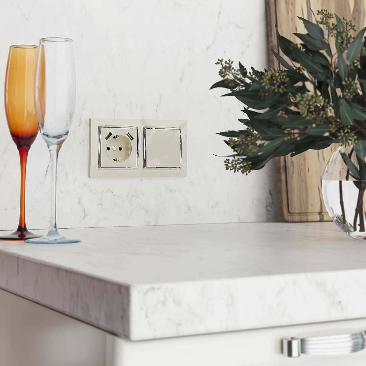 накладка для розетки usb werkel шампань w1179511 4690389157462