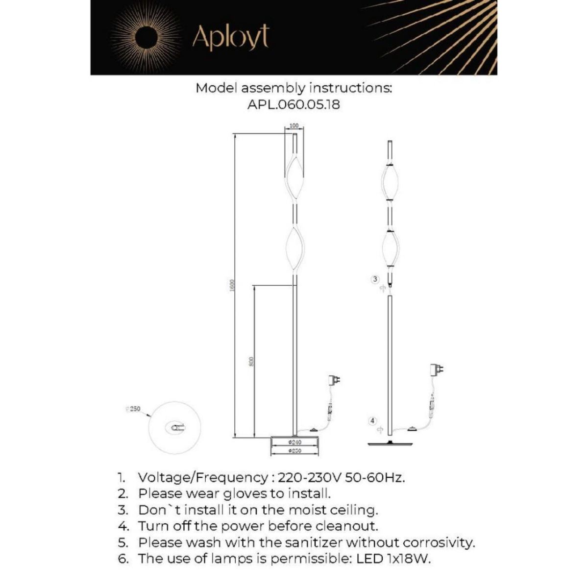 торшер aployt krysia apl.060.05.18