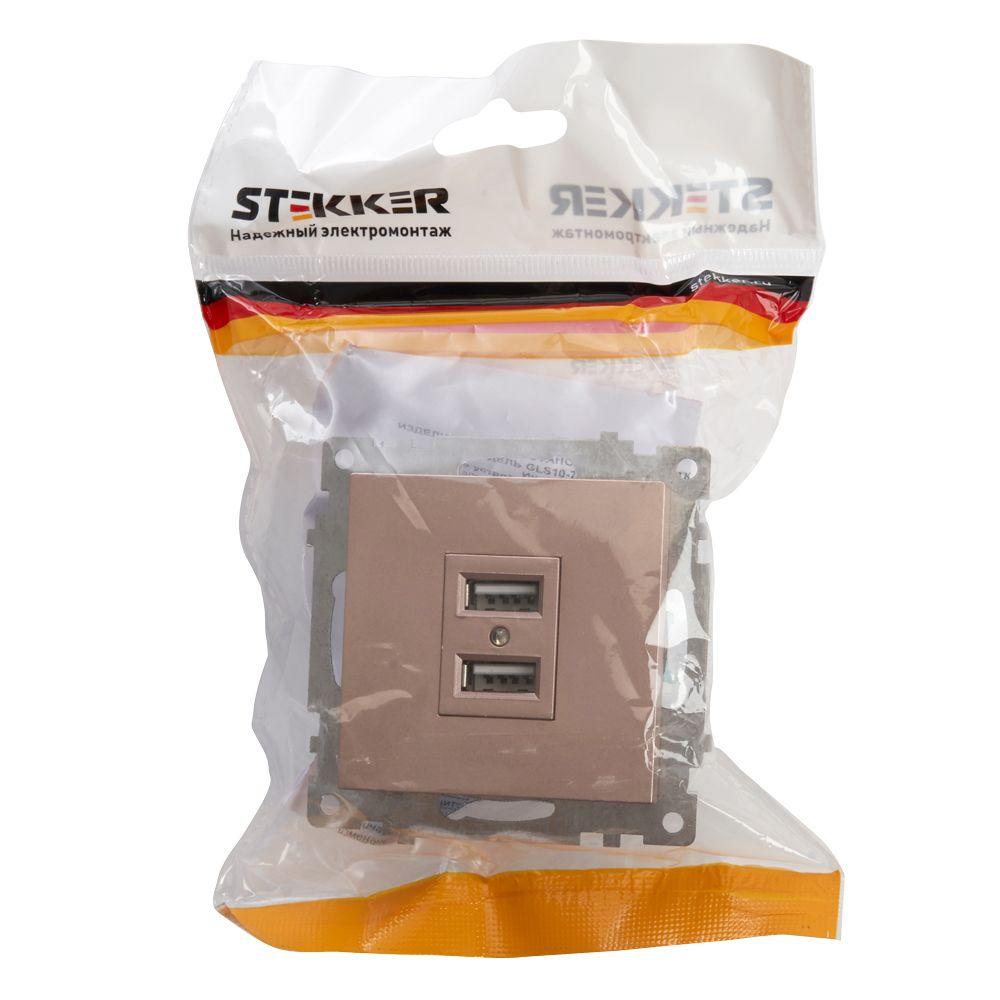 розетка 2хusb stekker катрин шампань gls10-7115-02 39602