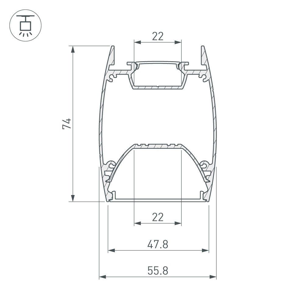 профиль arlight arh-line-4874-dual-2000 anod 036345