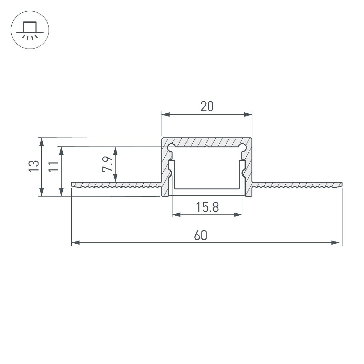 алюминиевый профиль arlight sl-linia20-fantom-2000 anod 049030