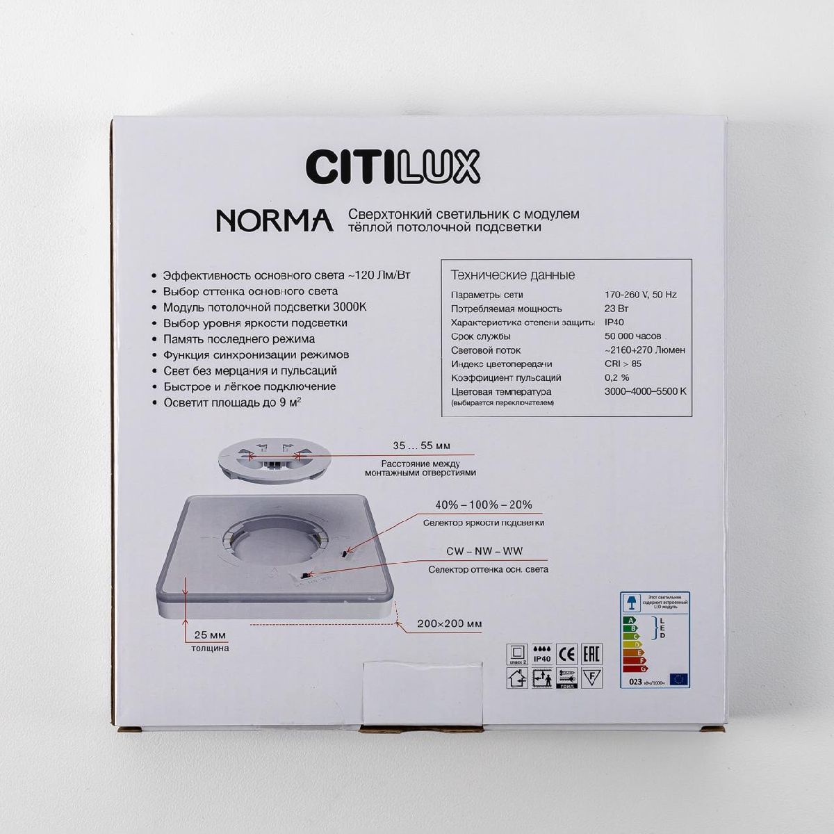 настенно-потолочный светильник citilux norma cl748k200