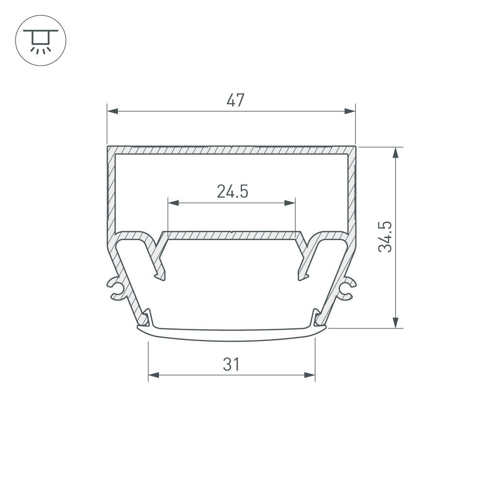 профиль arlight stretch-s-35-ceil-center-2000 (gamma35) 040699