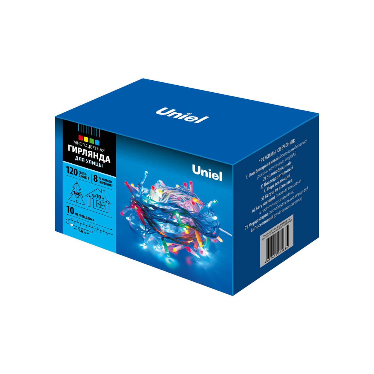уличная светодиодная гирлянда uniel (07927) разноцветный uld-s1000-120/dwa multi ip67