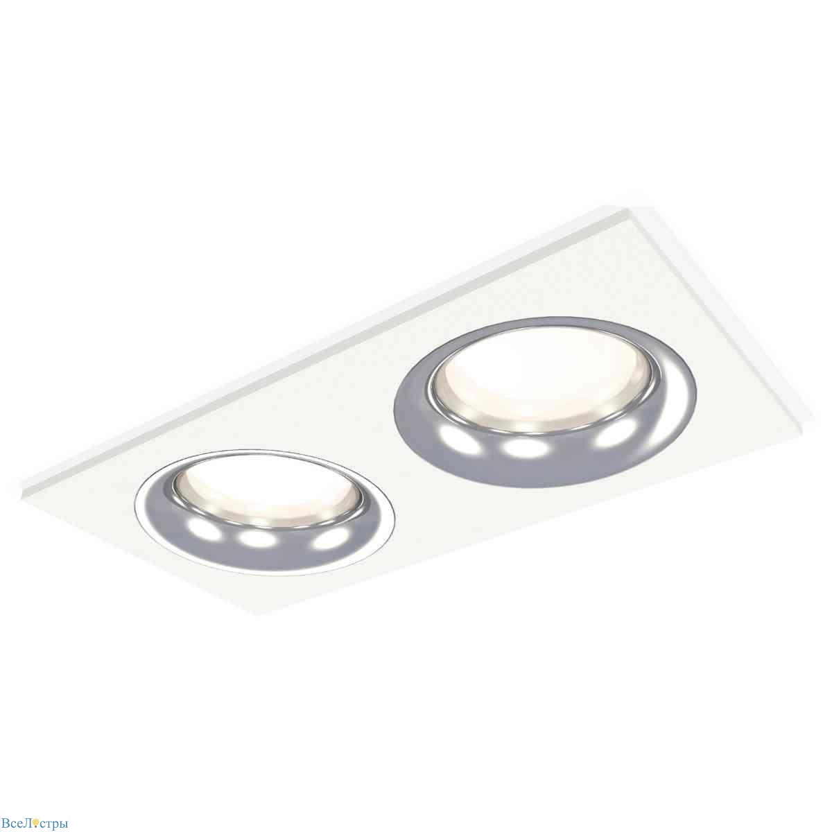 комплект встраиваемого светильника ambrella light techno spot xc7635003 swh/psl белый песок/серебро полированное (c7635, n7012)