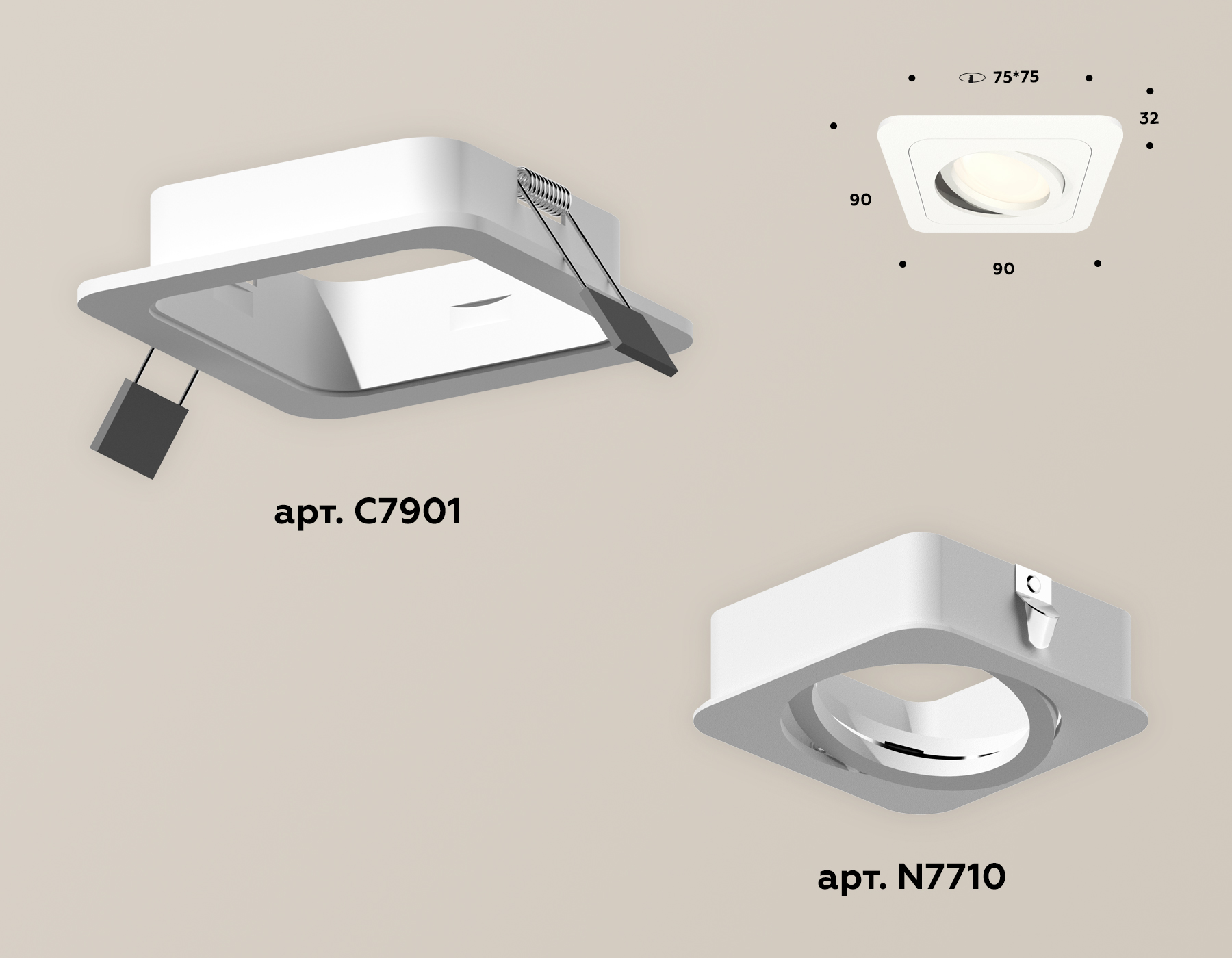 встраиваемый поворотный светильник ambrella light techno xc7901010 (c7901, n7710)