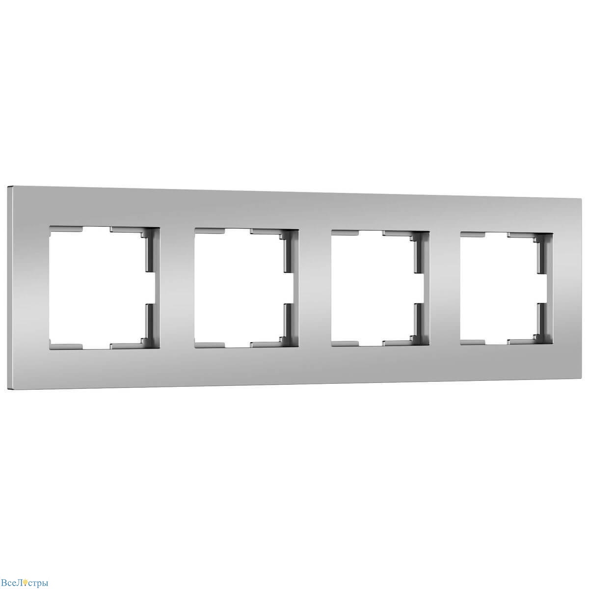 рамка на 4 поста werkel slab серебро матовый w0042965 4690389193545
