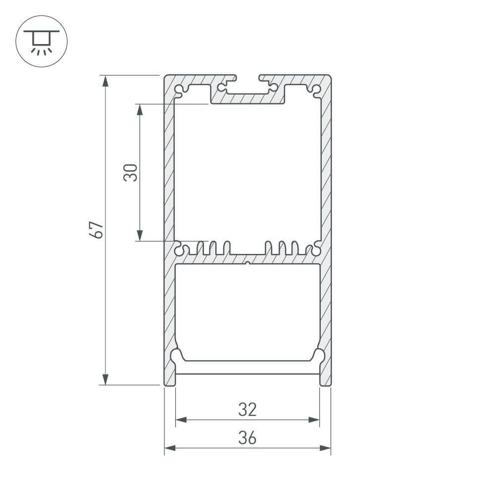 профиль arlight sl-line-3667-2000 anod 019299