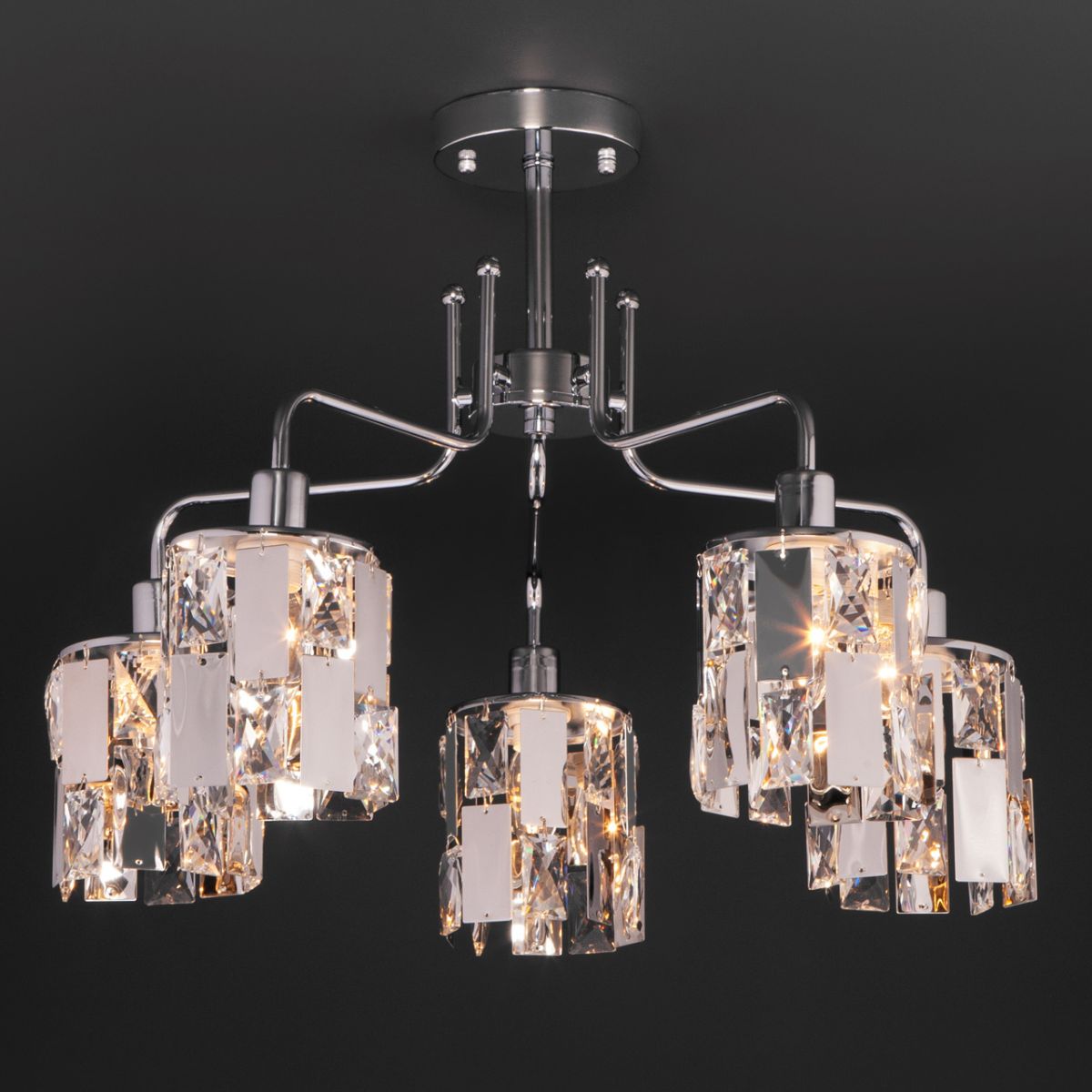 потолочная люстра eurosvet scoppio 10101/5 хром/прозрачный хрусталь strotskis