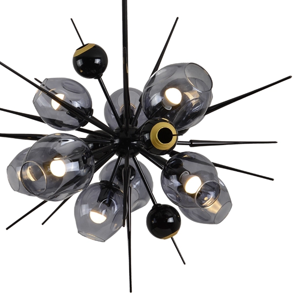 люстра на штанге delight collection burst 9720p-10s black/smoky