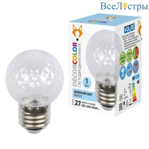 LED-D45-1W/6000K/E27/CL/С PINEAPPLE