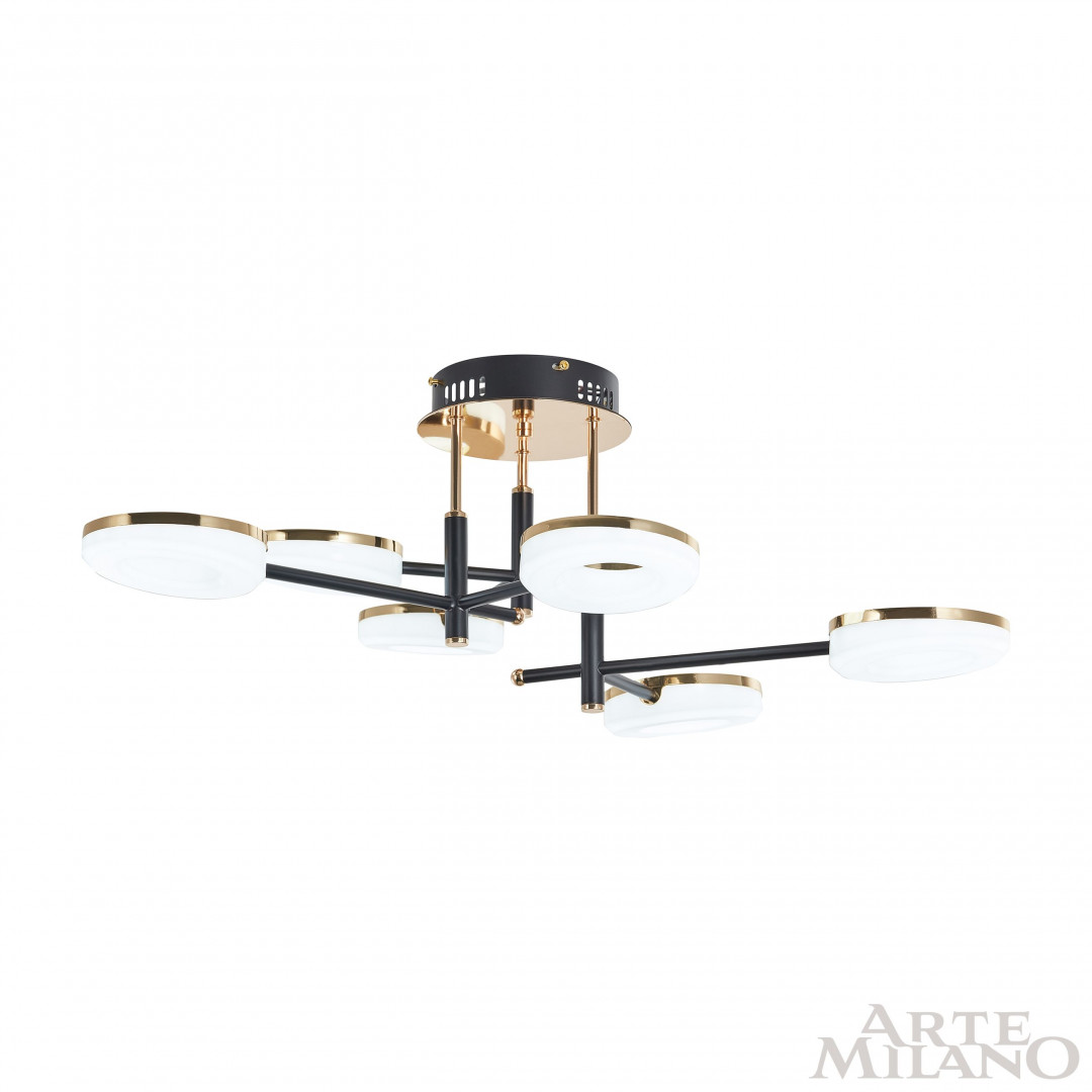потолочная люстра arte milano ferrara 272999/6 bk/gd