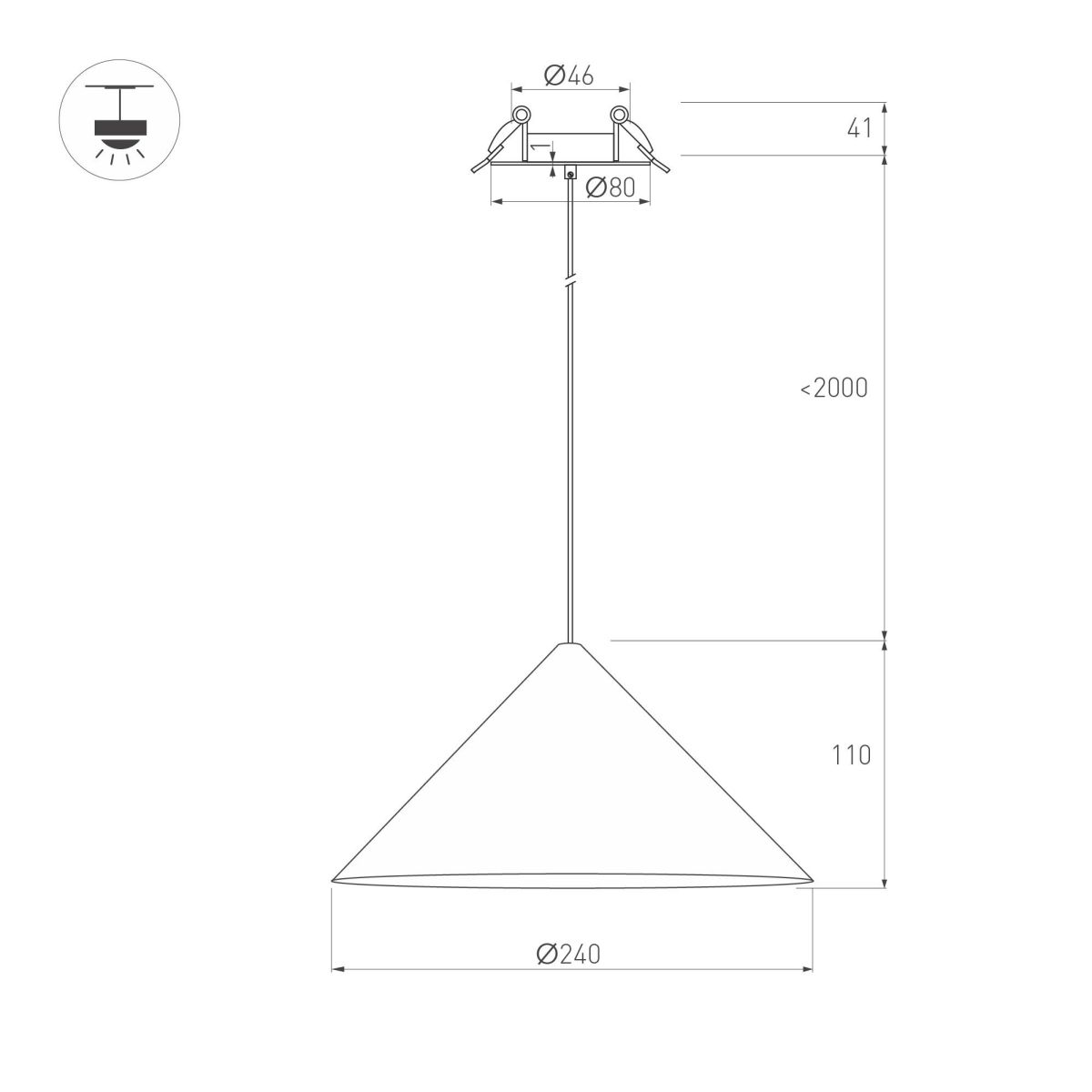 подвесной светильник arlight sp-makoto-r240-10w warm3000 (wh, 36 deg, 230v, triac) 057211