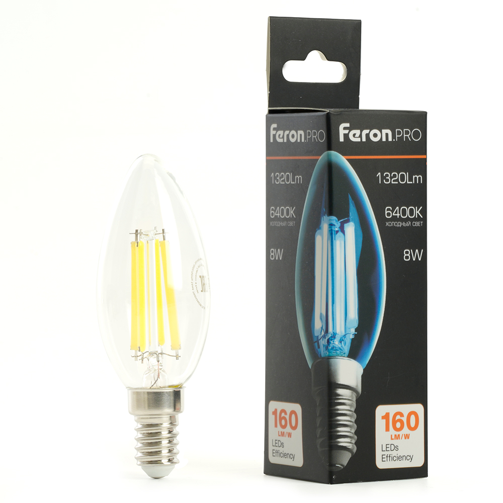лампа светодиодная feron lb-1208 e14 8w 6400k 51249