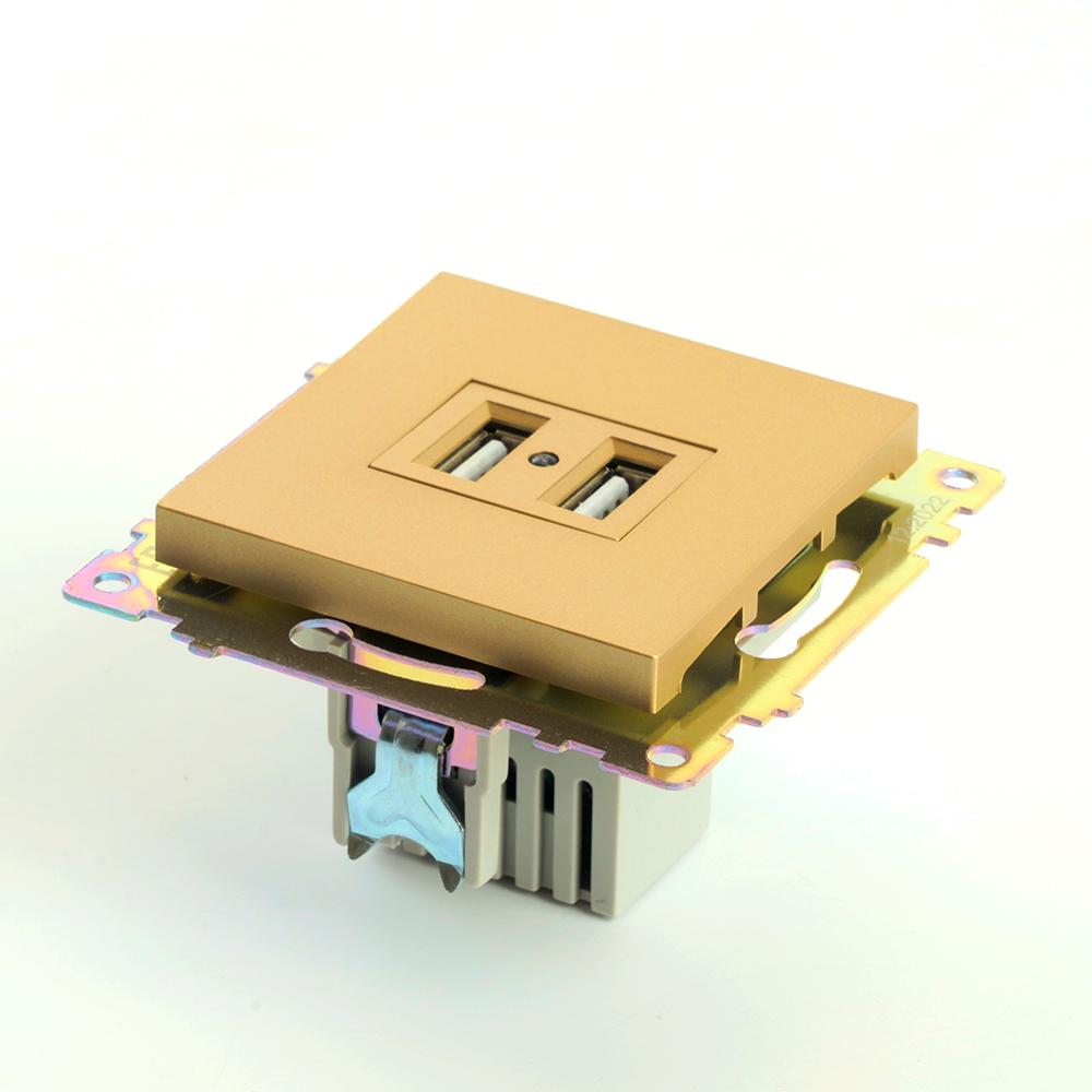 розетка 2хusb stekker катрин золото gls10-7115-08 49229
