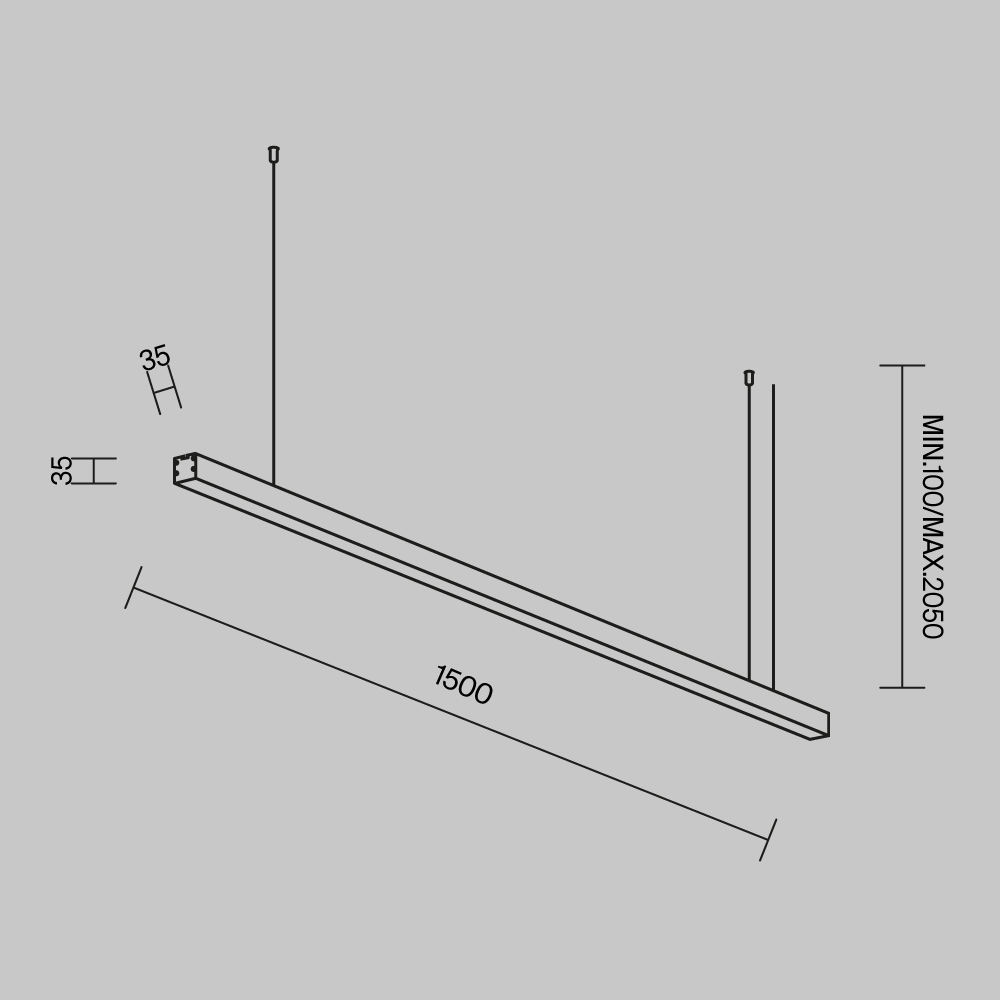 линейный подвесной светильник maytoni technical ll312013