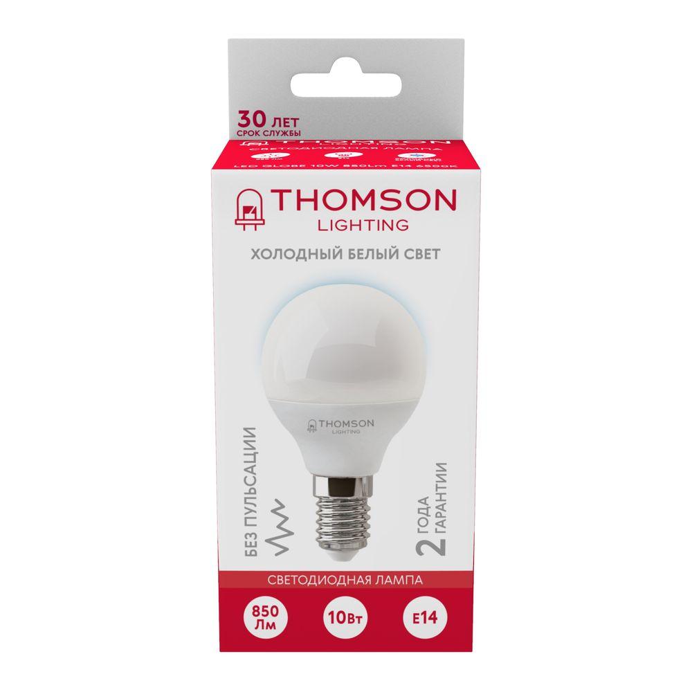 лампа светодиодная thomson e14 10w 6500k шар матовая th-b2317