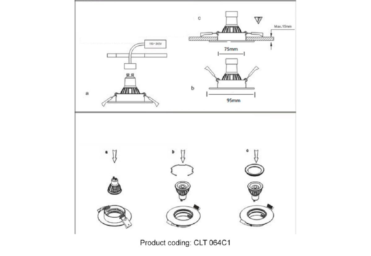 встраиваемый светильник crystal lux clt 064c1 bl