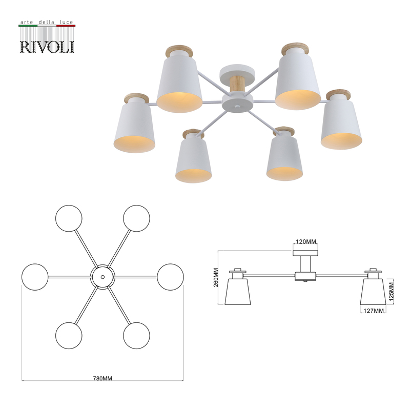 потолочная люстра rivoli adna 9112-306 б0053436