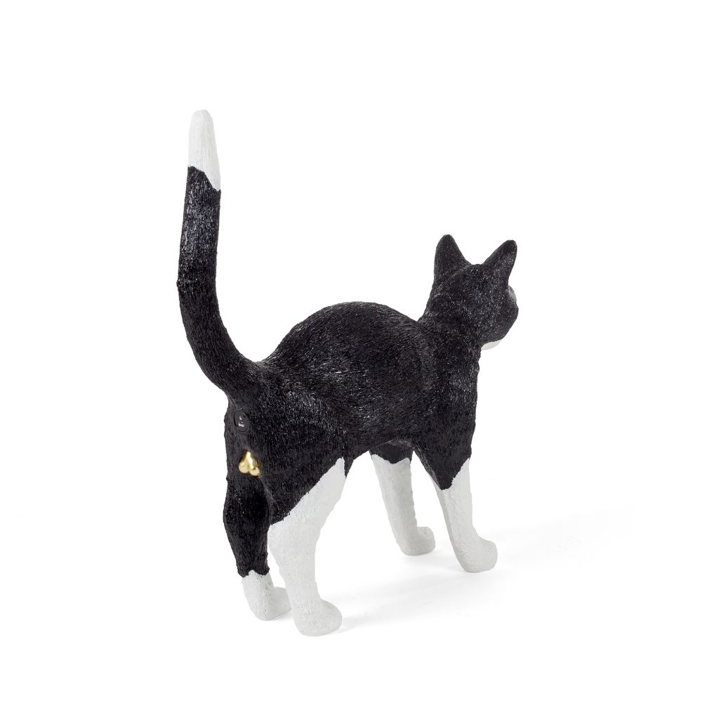 настольная лампа jobby the cat black and white seletti