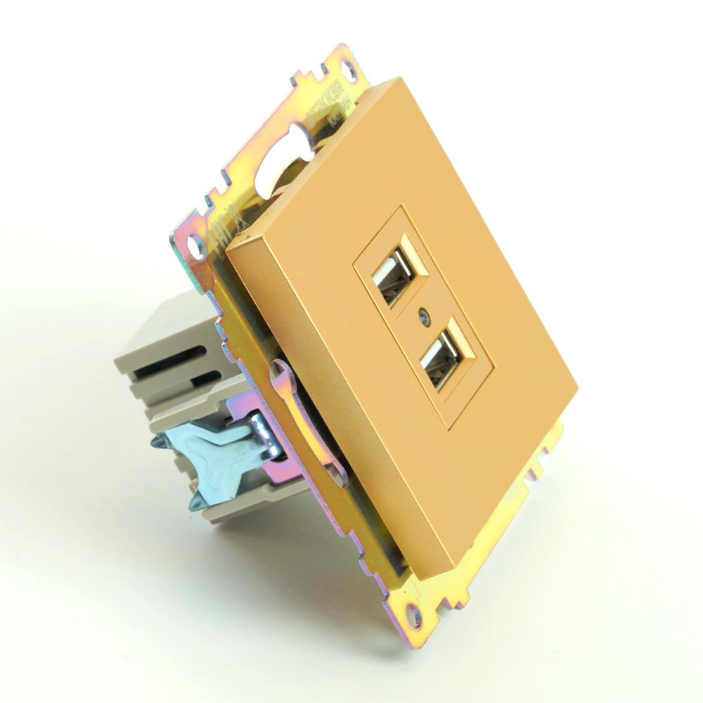 розетка 2хusb stekker катрин золото gls10-7115-08 49229