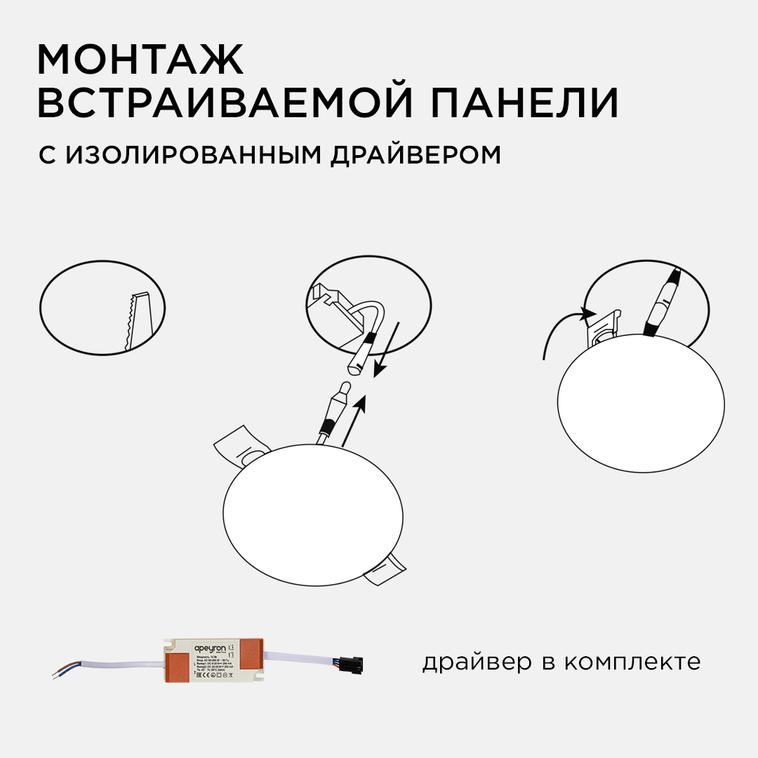 встраиваемая светодиодная панель безрамочная apeyron flp 06-103
