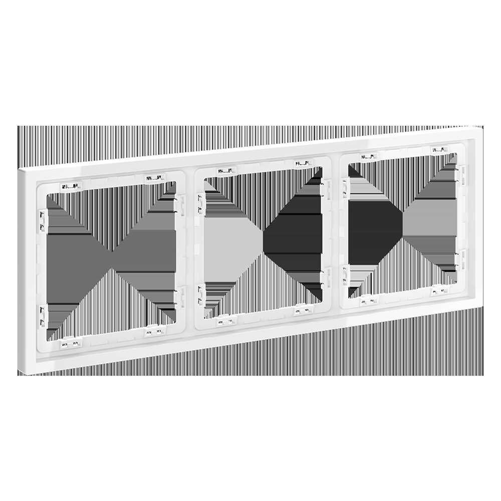 рамка пластиковая voltum s70 на 3 поста, (белый глянцевый) vls100301