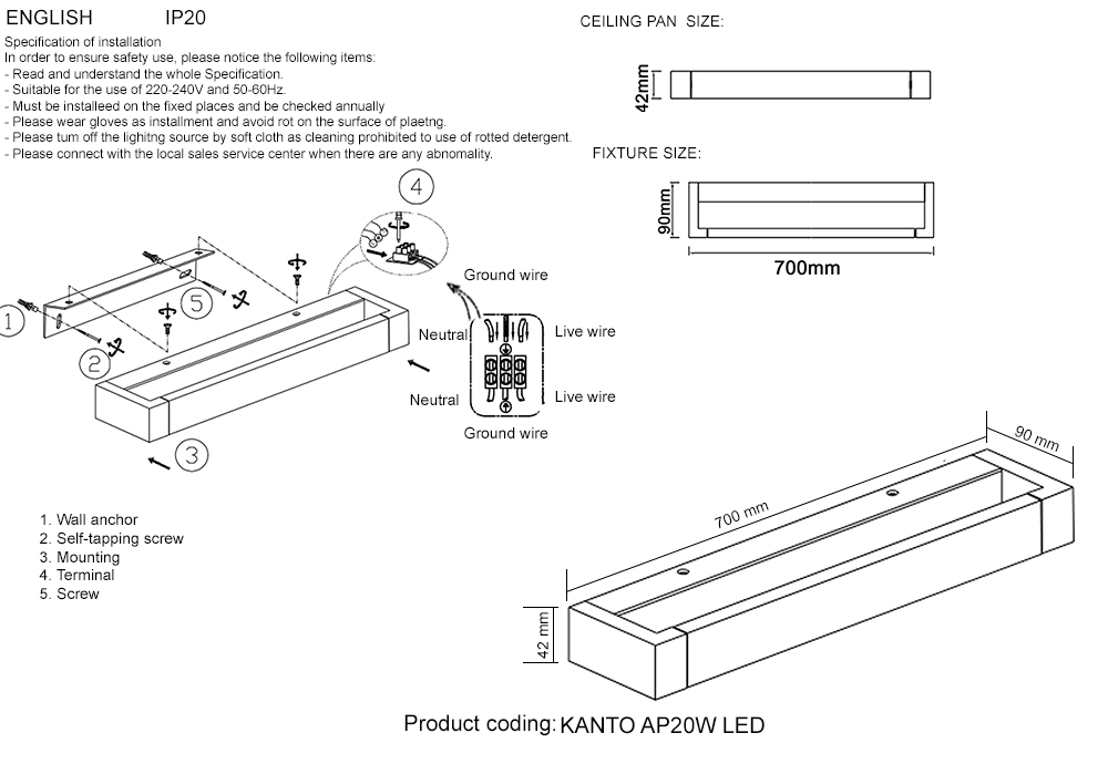 настенный светильник crystal lux kanto ap20w led wh