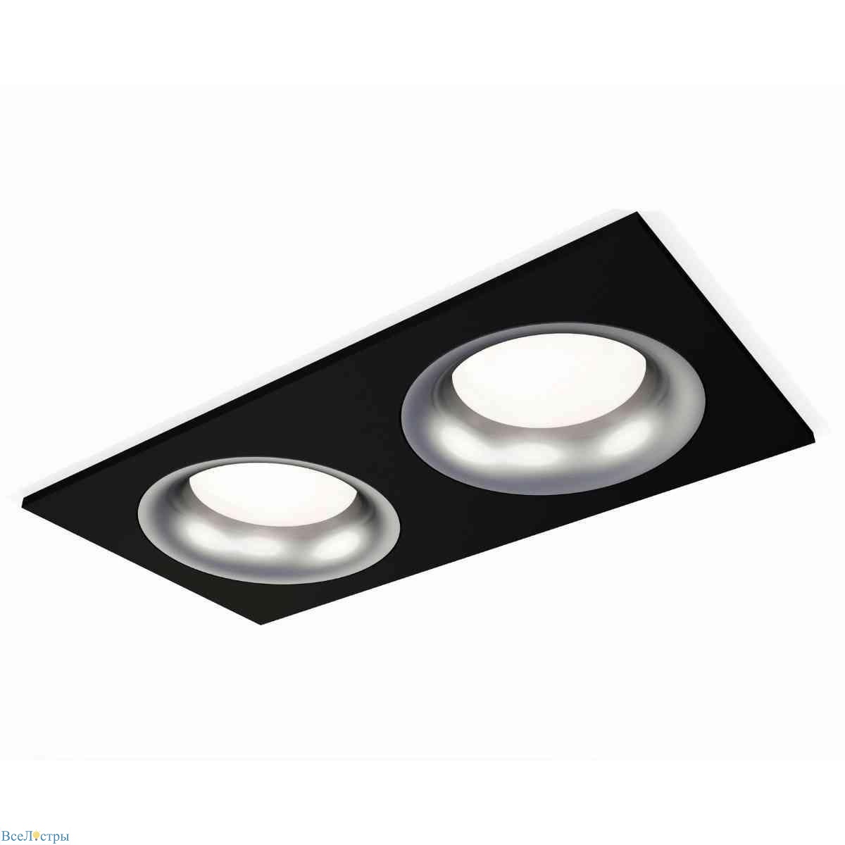 комплект встраиваемого светильника ambrella light techno spot xc7636004 sbk/mch черный песок/хром матовый (c7636, n7013)