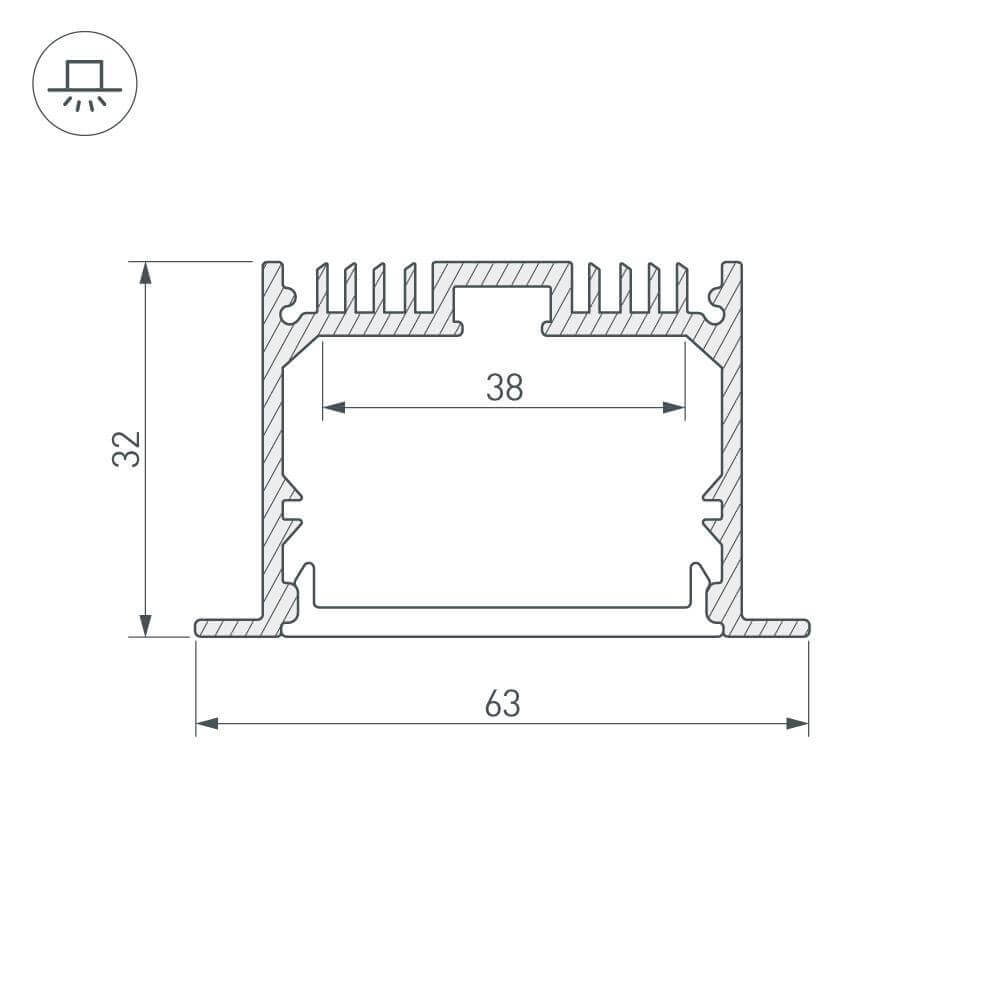 профиль arlight sl-linia62-f-2000 anod 019292