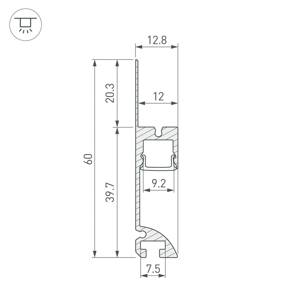 профиль встраиваемый arlight plintus-fantom-l-2000 black 041213