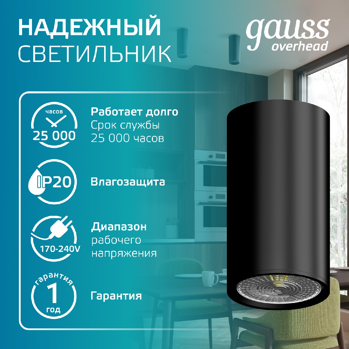 накладной светильник gauss basic hd061