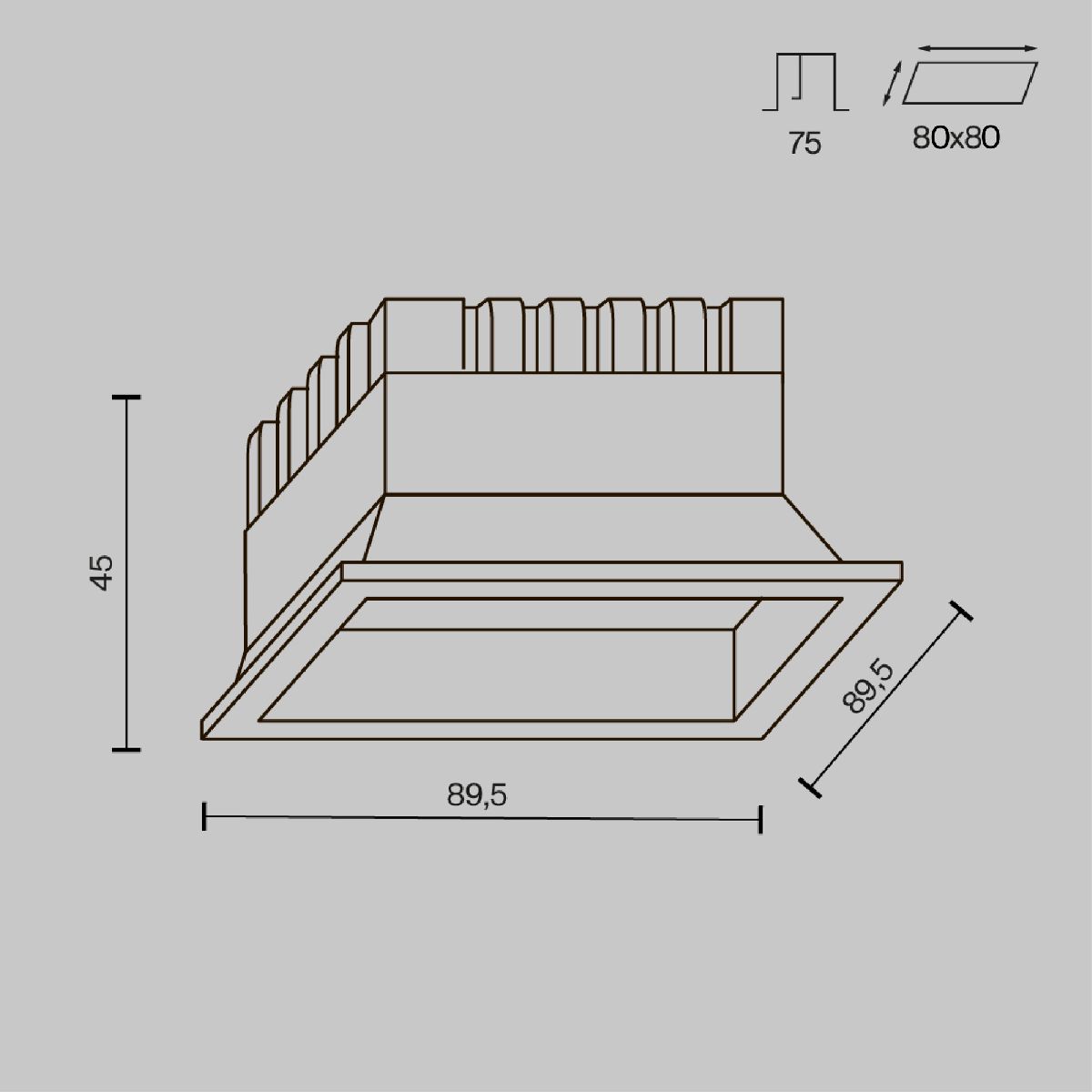 встраиваемый светильник maytoni okno dl056-8w3-4-6k-b