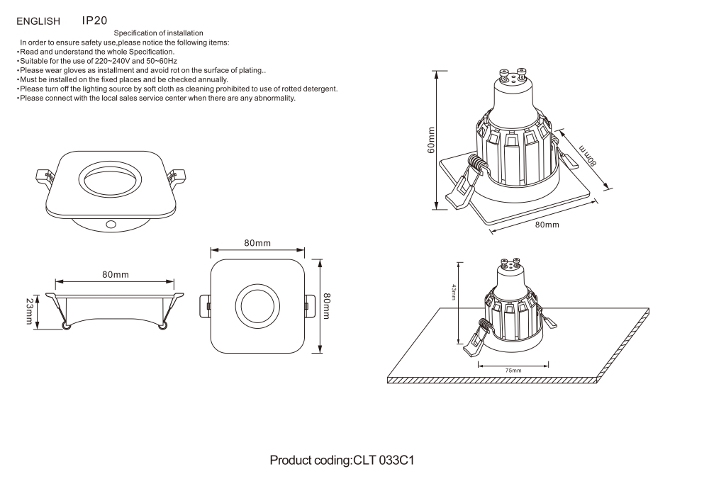 встраиваемый светильник crystal lux clt 033 clt 033c1 wh