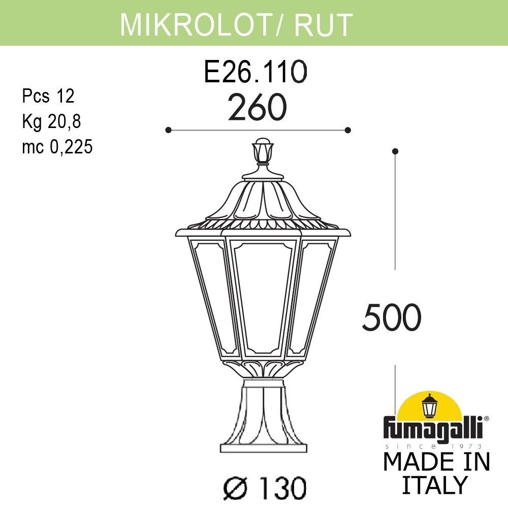 ландшафтный светильник fumagalli mikrolot/rut e26.110.000.bxe27