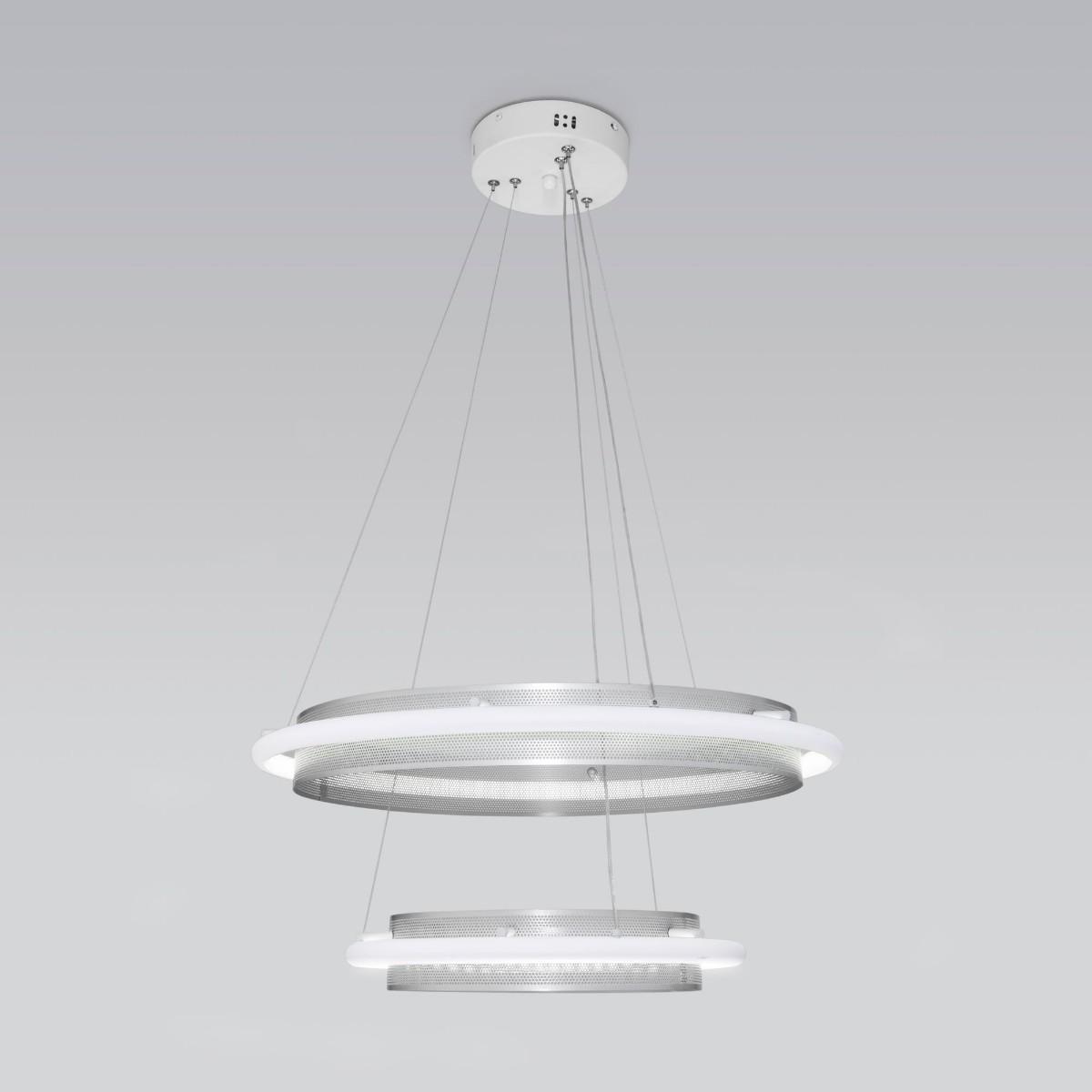 подвесной светодиодный светильник eurosvet imperio 90241/2 белый/ серебро smart