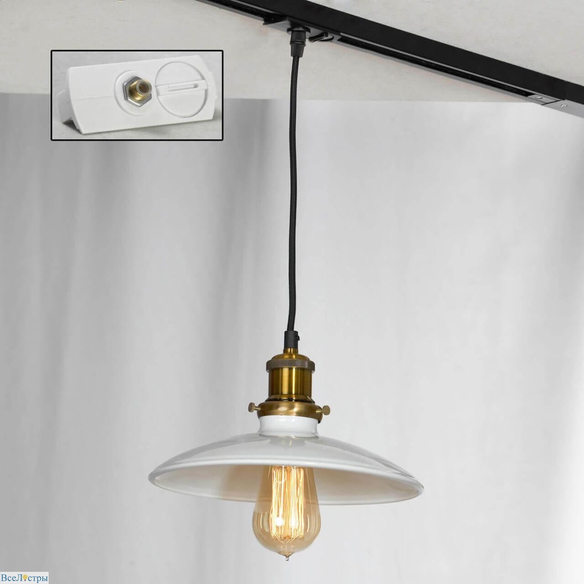 трековый светильник однофазный lussole loft glen cove track lights lsp-9605-taw