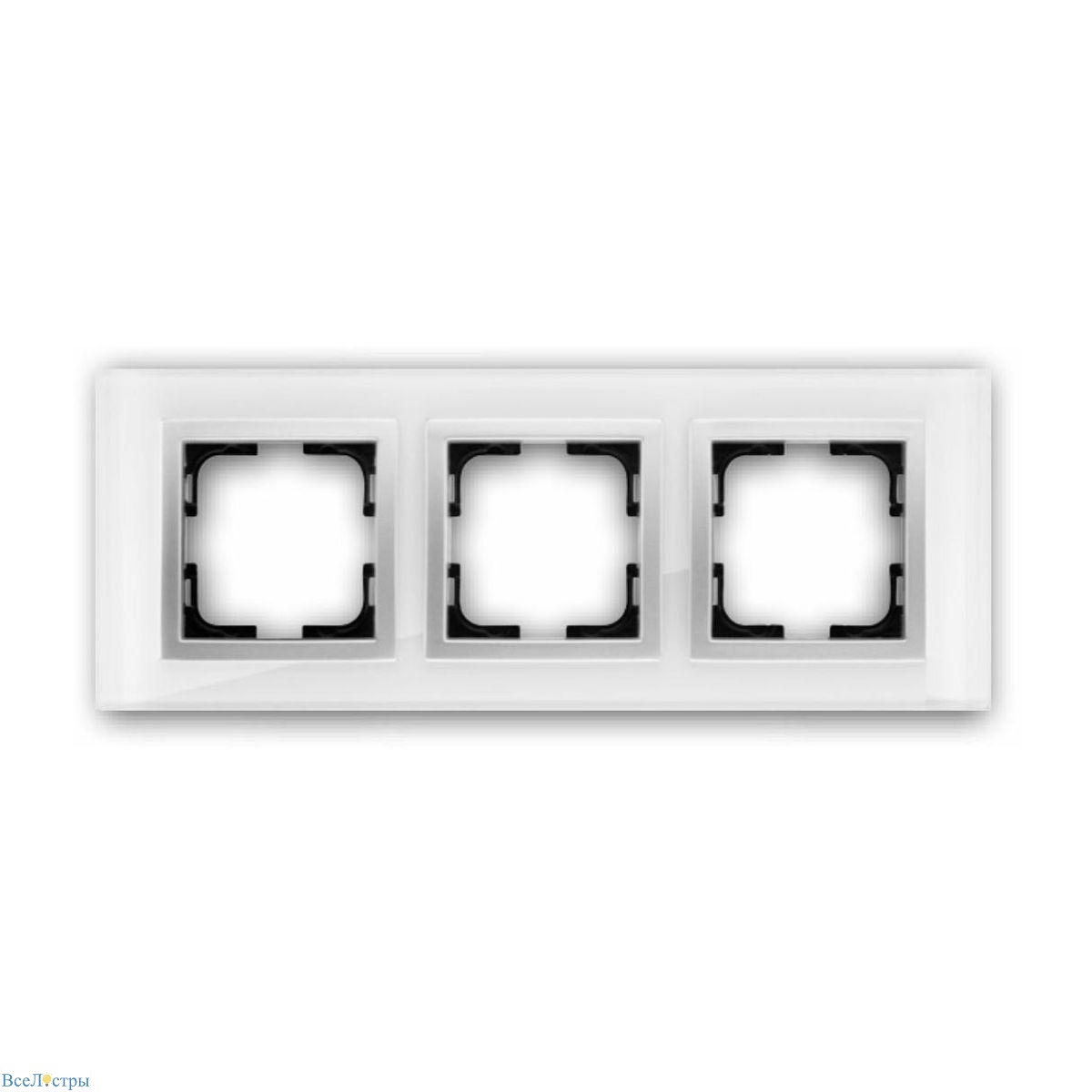 рамка 3-постовая mono electric style glass белое стекло 107-710000-162