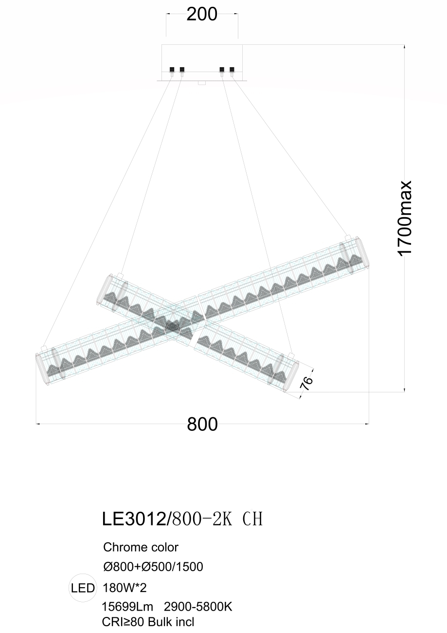 подвесная люстра delaina le3012/800-2k ch
