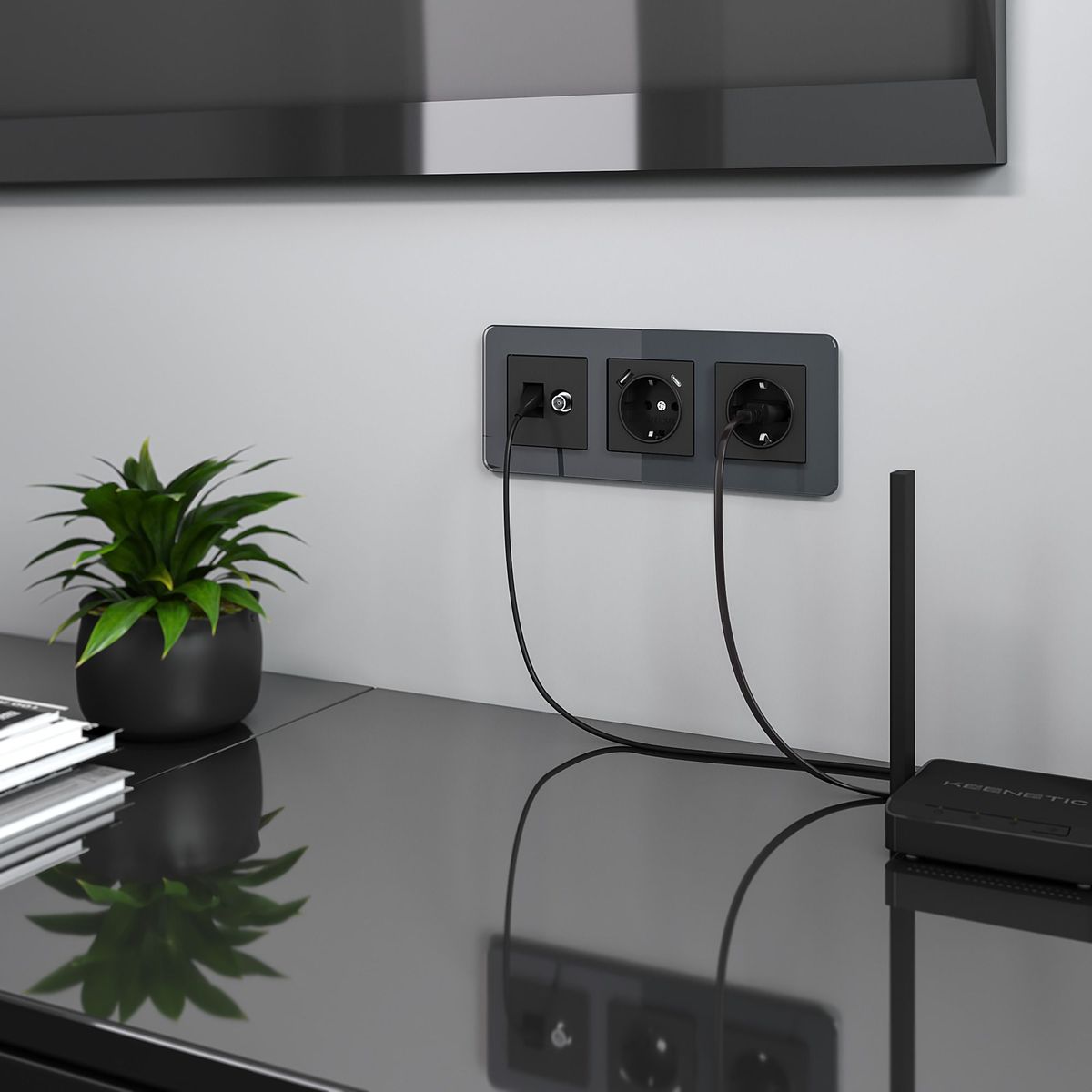 рамка из стекла на 3 поста werkel elite графит 4690389180774 w0032440