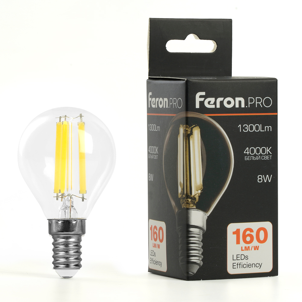 лампа светодиодная feron lb-1708 e14 8w 4000k 51260