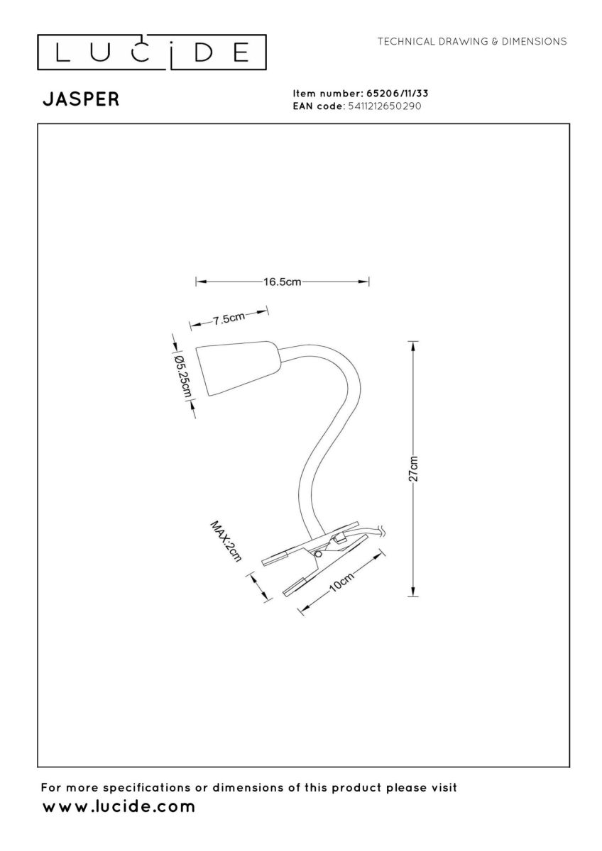 настольная лампа lucide jasper 65206/11/33