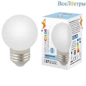 LED-G45-1W/6000K/E27/FR/С