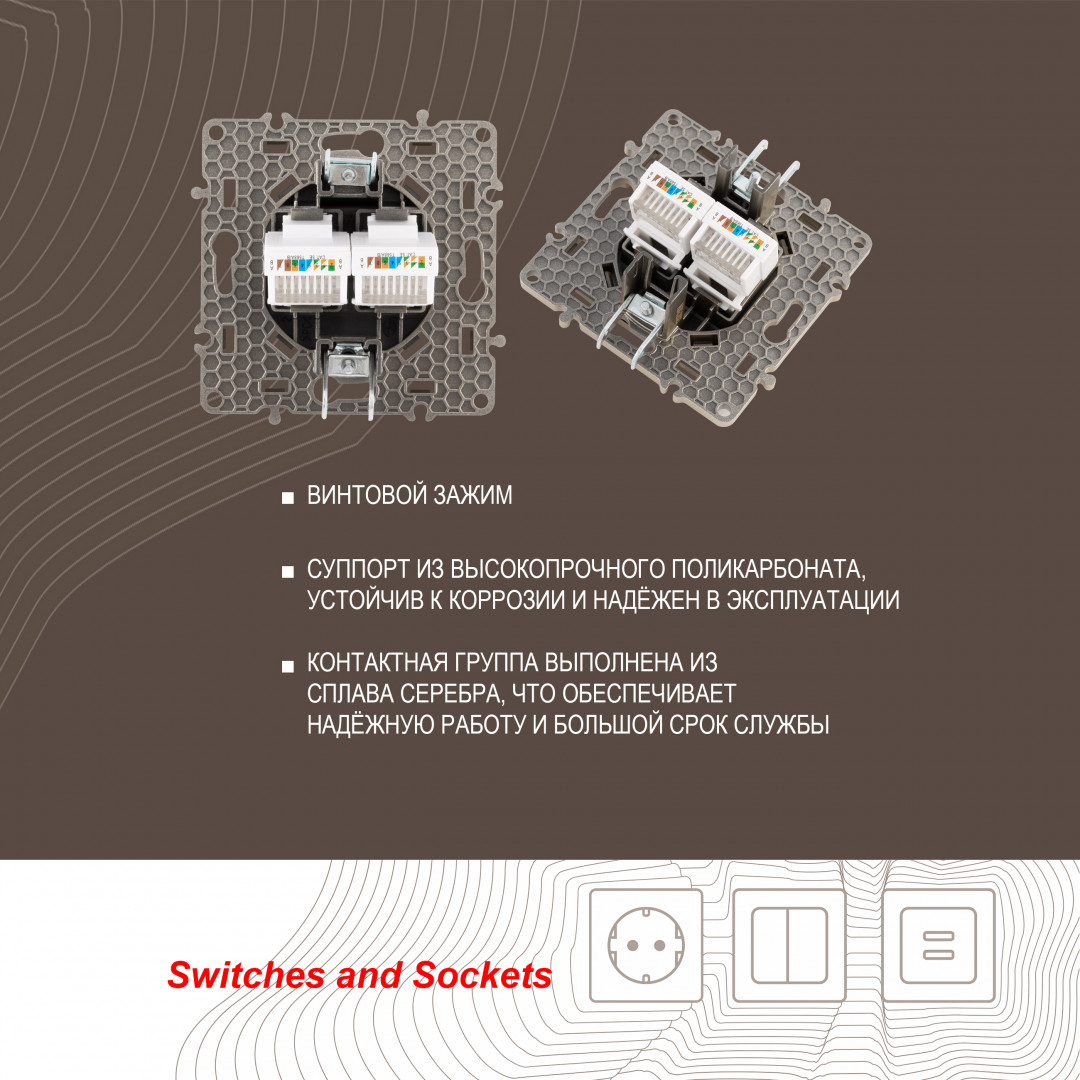 розетка rj45 arte milano 217.45-2.shampan