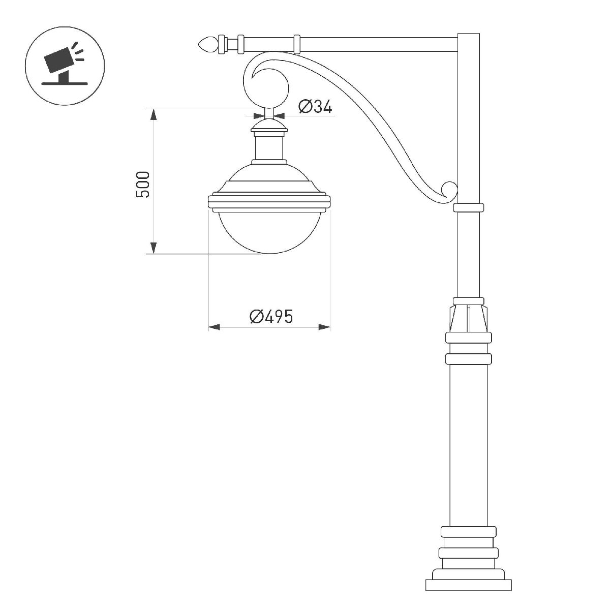 уличный консольный светильник arlight oxor-ampil-bue - 495x500-100w day4000 (bk, 120 deg, 230v) 052447