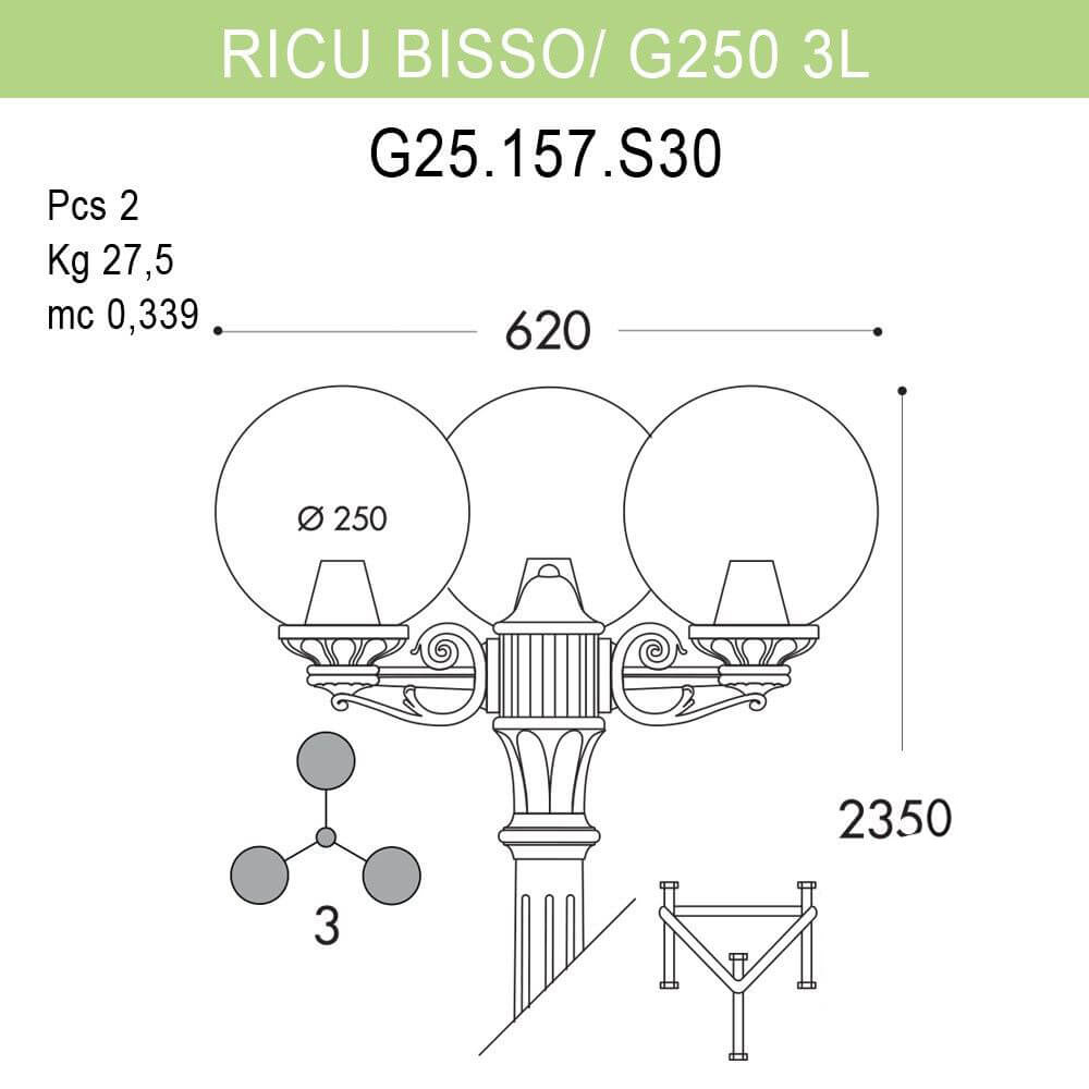 уличный фонарь fumagalli ricu bisso/g250 g25.157.s30.aze27